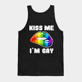 Kiss Me Im Gay Lgbtq Rainbow Lips Tank Top